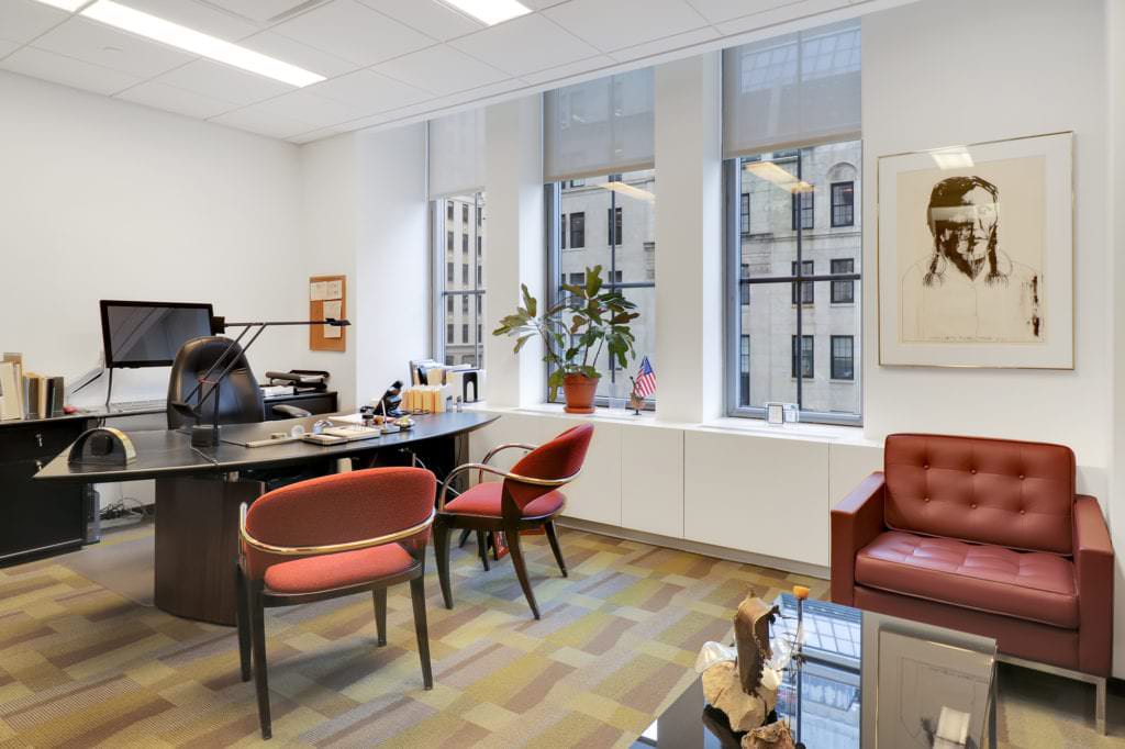 Nicely decorated private office with view of 5th Ave