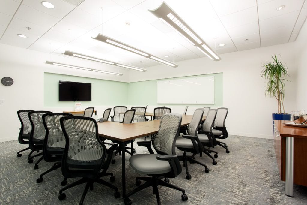 A private conference room in the Carr Workplaces Laguna Niguel location.