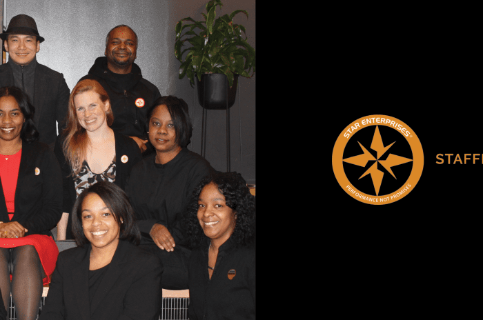 STAR Enterprises team and logo with mission, "Staffing, Janitorial, & Training"