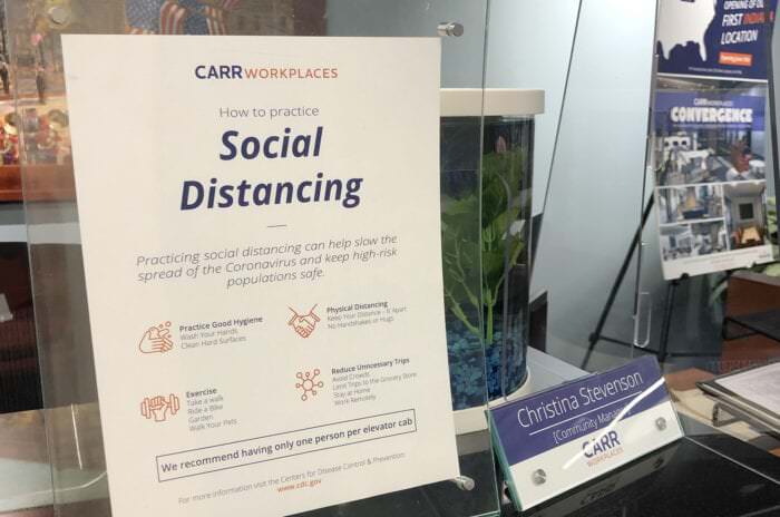 "How to Practice Social Distancing" guide at Carr Workplaces