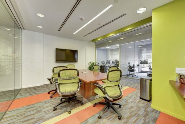 Glass-walled meeting room at Carr Workplaces Duke Street in Alexandria, Virginia