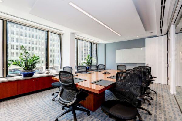 Boardroom with city views at Carr Workplaces Penn Ave in Washington, D.C.